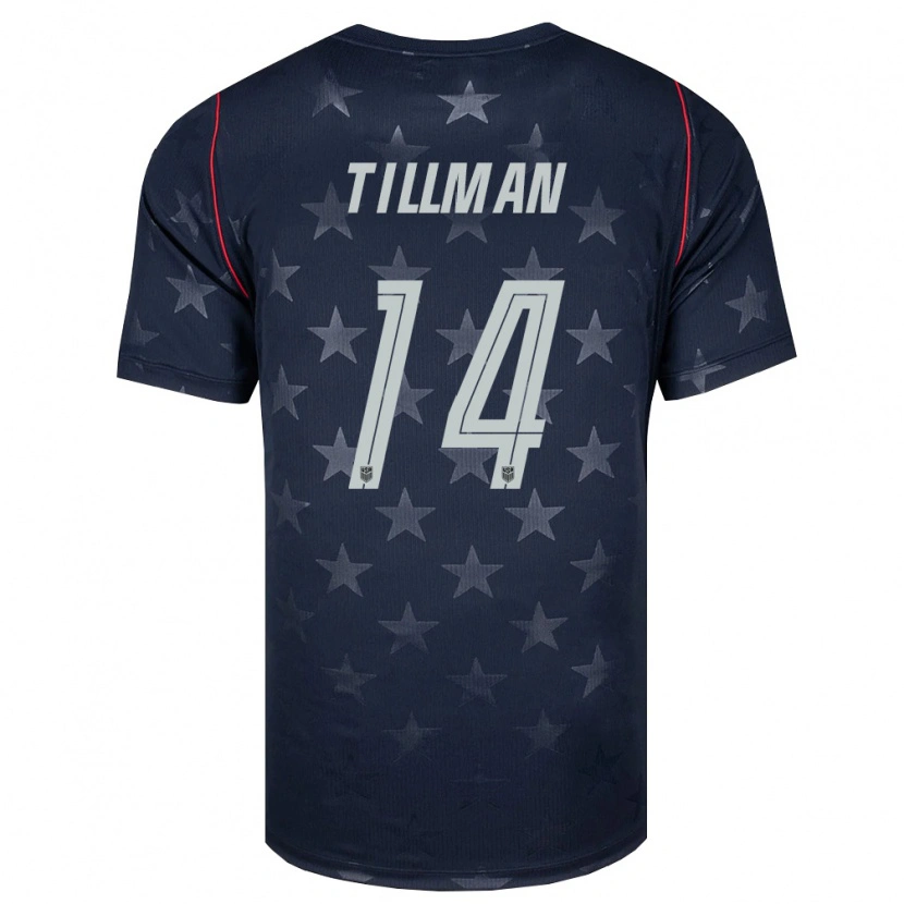 Danxen Niño Camiseta Estados Unidos Timothy Tillman #14 Negro Blanco Rojo 2ª Equipación 26-28 La Camisa México