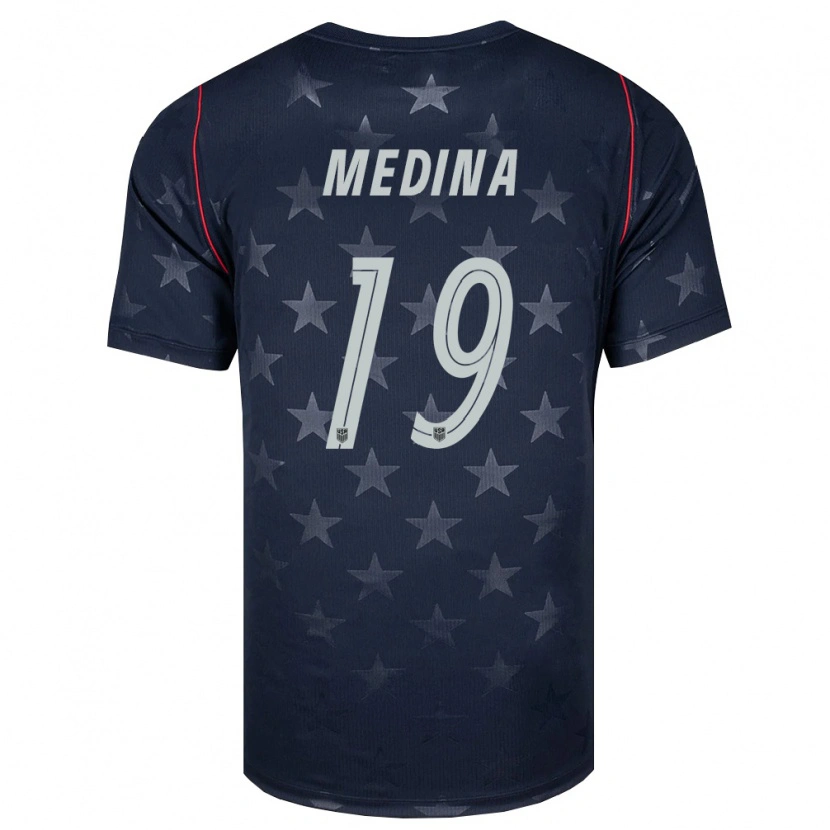 Danxen Niño Camiseta Estados Unidos Aaron Medina #19 Negro Blanco Rojo 2ª Equipación 26-28 La Camisa México