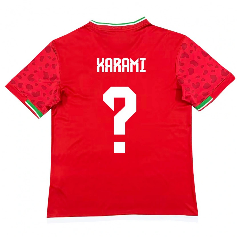 Danxen Niño Camiseta Irán Iliya Karami #0 Rojo Blanco 2ª Equipación 26-28 La Camisa México