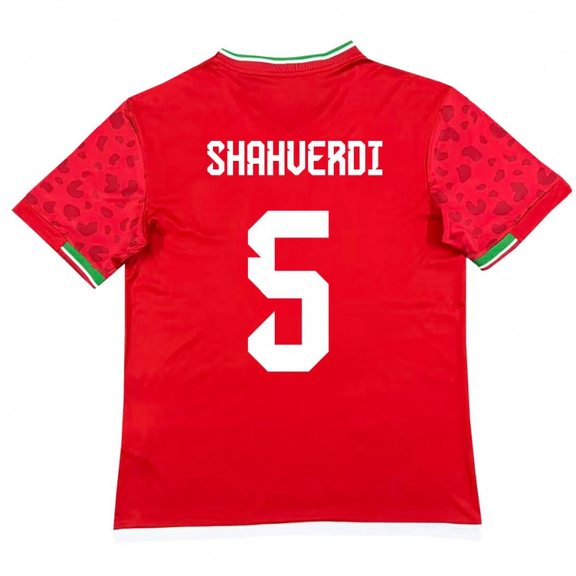 Danxen Niño Camiseta Irán Hosein Shahverdi #5 Rojo Blanco 2ª Equipación 26-28 La Camisa México