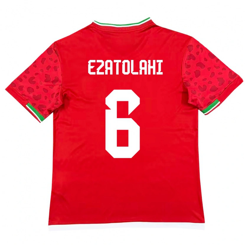 Danxen Niño Camiseta Irán Saeed Ezatolahi #6 Rojo Blanco 2ª Equipación 26-28 La Camisa México