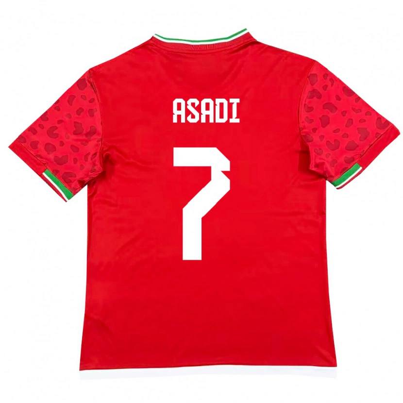 Danxen Niño Camiseta Irán Jafar Asadi #7 Rojo Blanco 2ª Equipación 26-28 La Camisa México