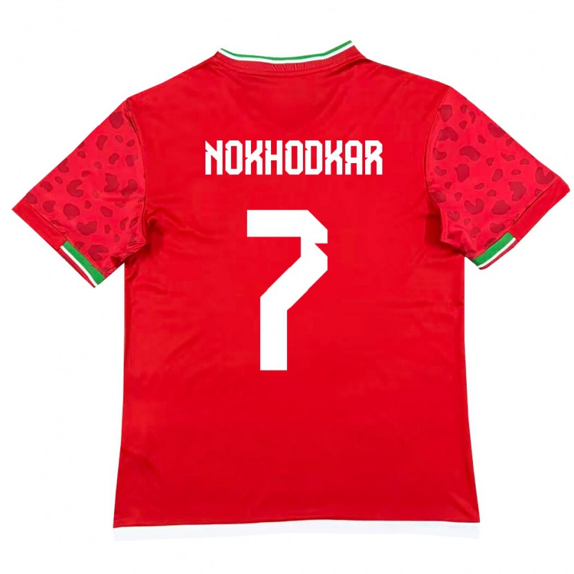Danxen Niño Camiseta Irán Hossein Nokhodkar #7 Rojo Blanco 2ª Equipación 26-28 La Camisa México
