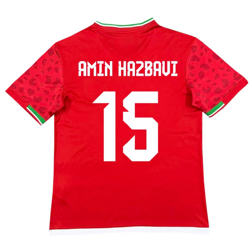 Danxen Niño Camiseta Irán Mohammadamin Hazbavi #15 Rojo Blanco 2ª Equipación 26-28 La Camisa México