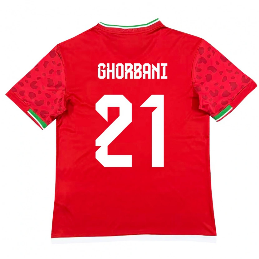 Danxen Niño Camiseta Irán Mohammad Ghorbani #21 Rojo Blanco 2ª Equipación 26-28 La Camisa México