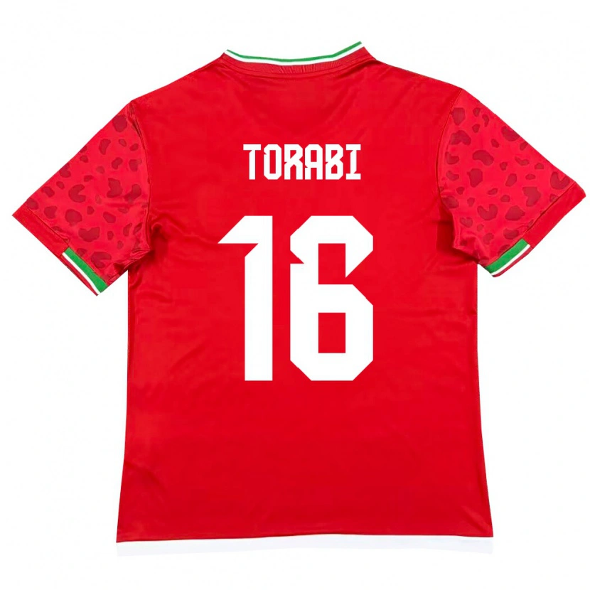 Danxen Niño Camiseta Irán Mehdi Torabi #16 Rojo Blanco 2ª Equipación 26-28 La Camisa México