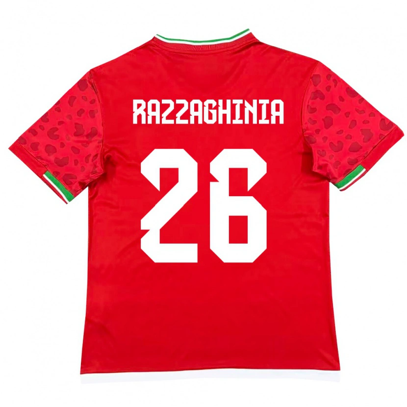 Danxen Niño Camiseta Irán Amirmohammad Razzaghinia #26 Rojo Blanco 2ª Equipación 26-28 La Camisa México
