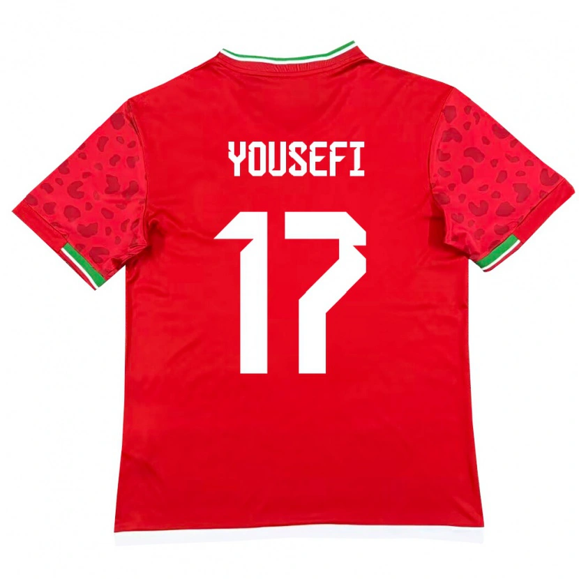 Danxen Niño Camiseta Irán Arya Yousefi #17 Rojo Blanco 2ª Equipación 26-28 La Camisa México