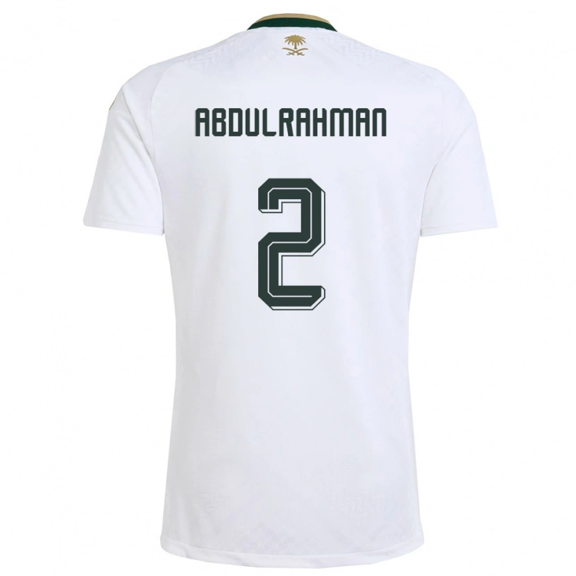 Danxen Niño Camiseta Arabia Saudita Mohammed Abdulrahman #2 Blanco Verde Oro 2ª Equipación 26-28 La Camisa México