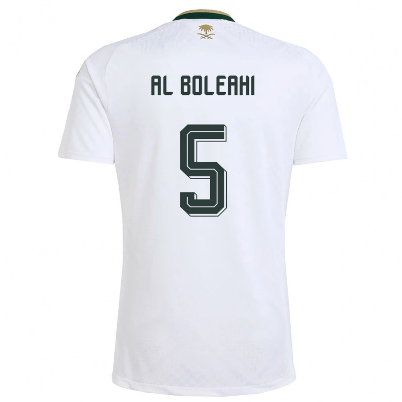 Danxen Niño Camiseta Arabia Saudita Ali Al Bulayhi #5 Blanco Verde Oro 2ª Equipación 26-28 La Camisa México
