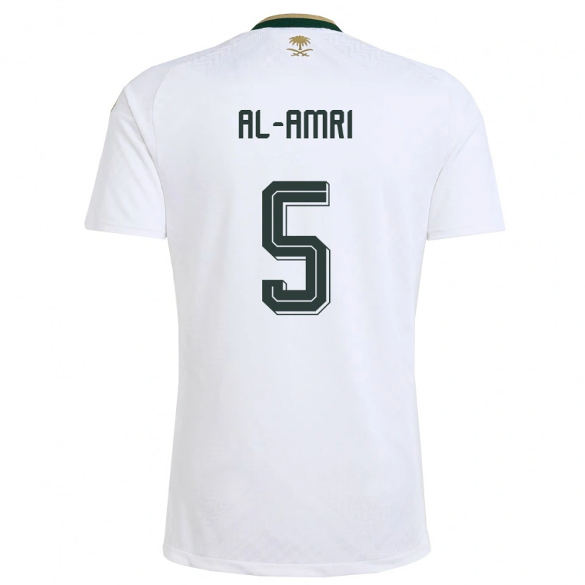Danxen Niño Camiseta Arabia Saudita Husam Al-Amri #5 Blanco Verde Oro 2ª Equipación 26-28 La Camisa México