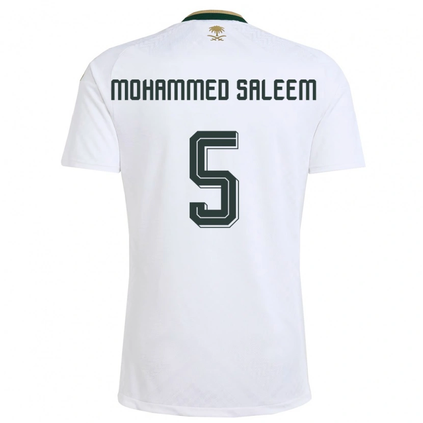 Danxen Niño Camiseta Arabia Saudita Moayad Mohammed Saleem #5 Blanco Verde Oro 2ª Equipación 26-28 La Camisa México