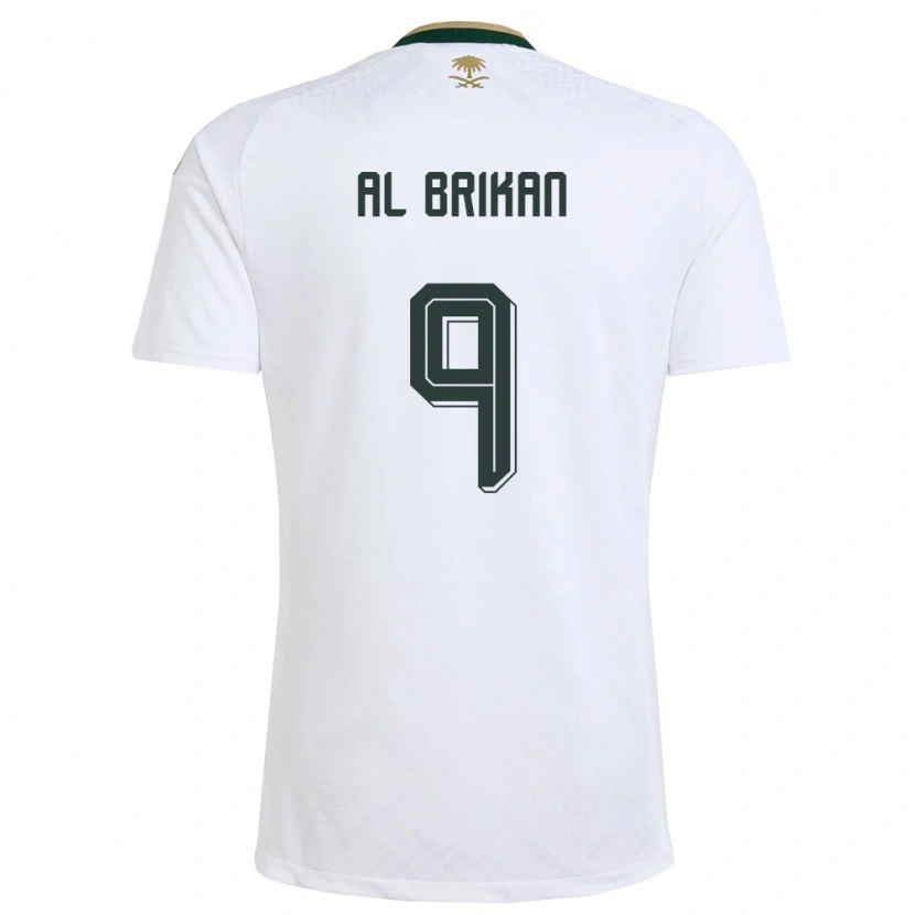 Danxen Niño Camiseta Arabia Saudita Feras Al Brikan #9 Blanco Verde Oro 2ª Equipación 26-28 La Camisa México