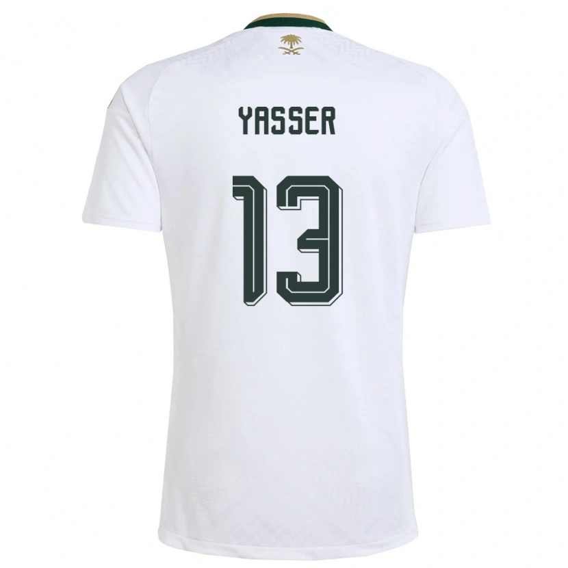 Danxen Niño Camiseta Arabia Saudita Yasser Al-Shahrani #13 Blanco Verde Oro 2ª Equipación 26-28 La Camisa México