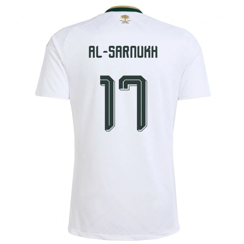 Danxen Niño Camiseta Arabia Saudita Mohamed Al-Sarnukh #17 Blanco Verde Oro 2ª Equipación 26-28 La Camisa México