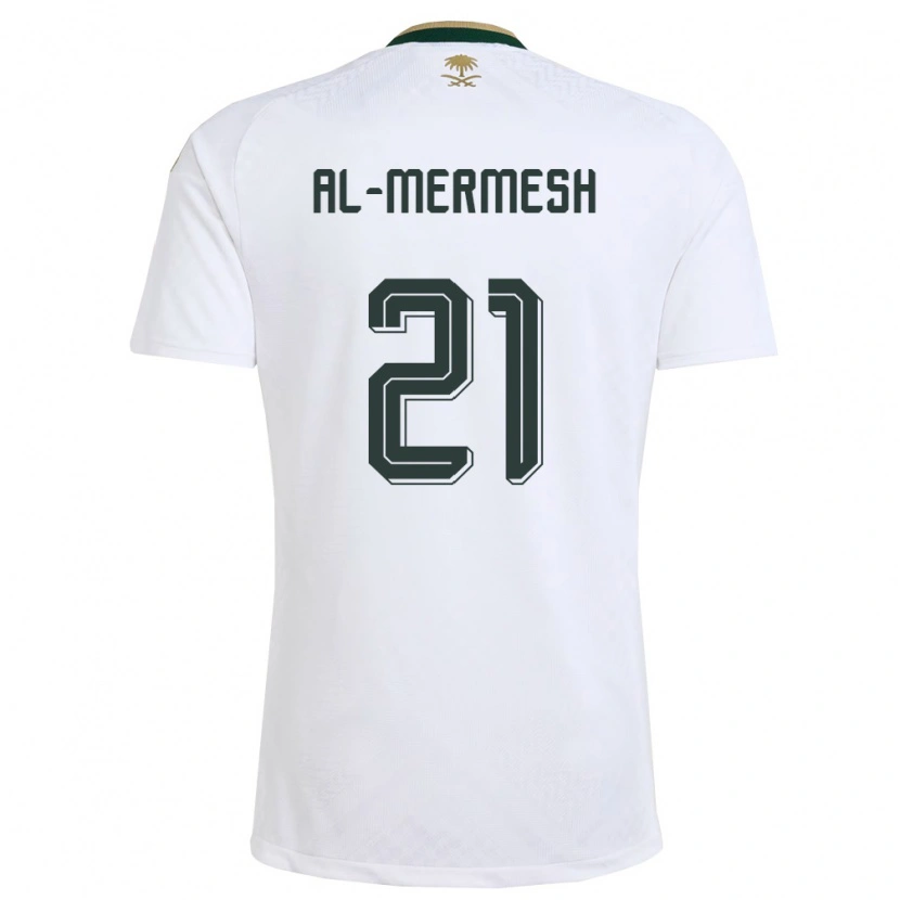 Danxen Niño Camiseta Arabia Saudita Osama Al-Mermesh #21 Blanco Verde Oro 2ª Equipación 26-28 La Camisa México