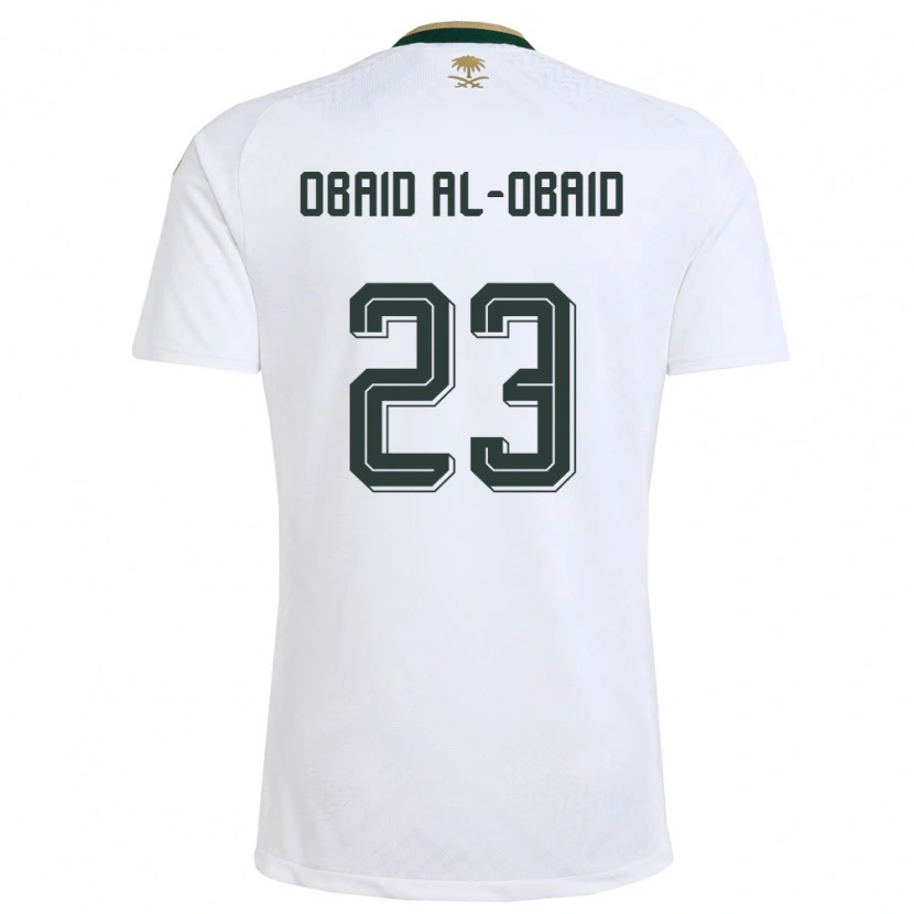 Danxen Niño Camiseta Arabia Saudita Abdulrahman Obaid Al-Obaid #23 Blanco Verde Oro 2ª Equipación 26-28 La Camisa México