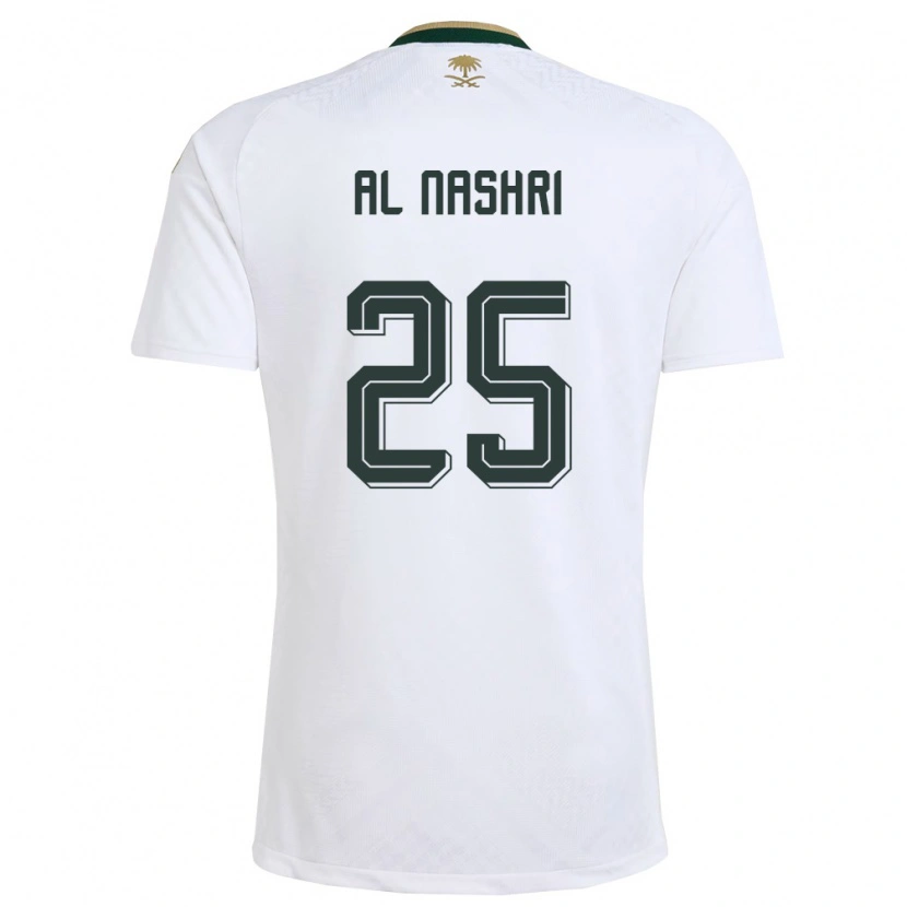 Danxen Niño Camiseta Arabia Saudita Awad Al Nashri #25 Blanco Verde Oro 2ª Equipación 26-28 La Camisa México