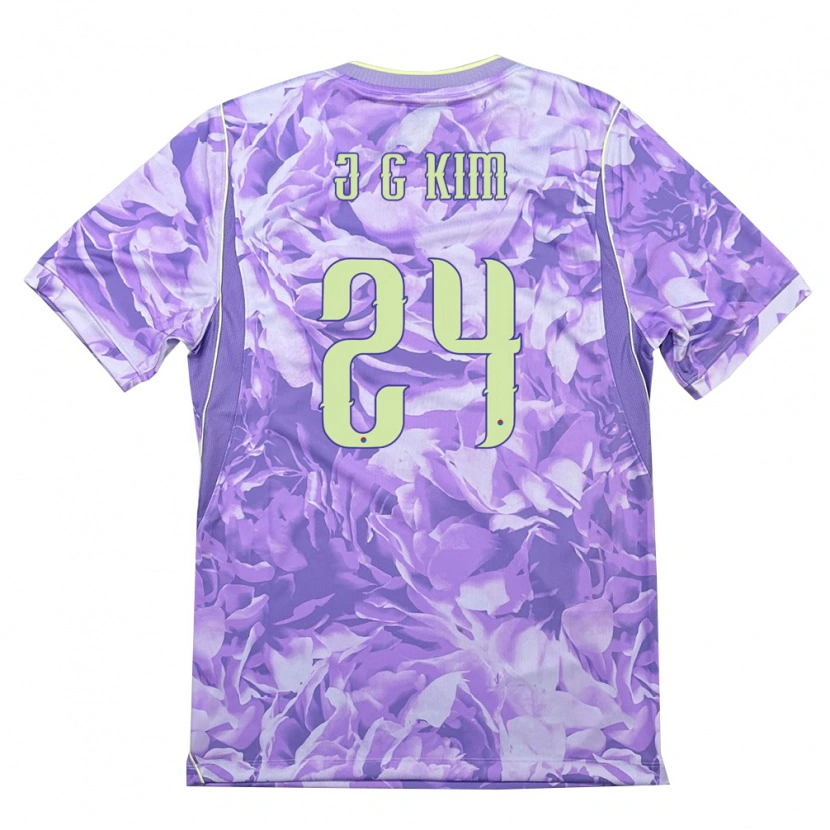 Danxen Niño Camiseta Corea Del Sur Jin-Gyu Kim #24 Púrpura Verde 2ª Equipación 26-28 La Camisa México