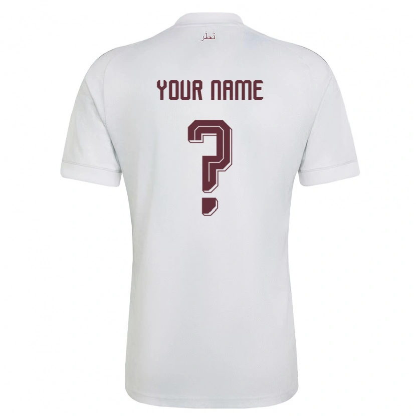 Danxen Niño Camiseta Catar Su Nombre #0 Blanco Borgoña 2ª Equipación 26-28 La Camisa México