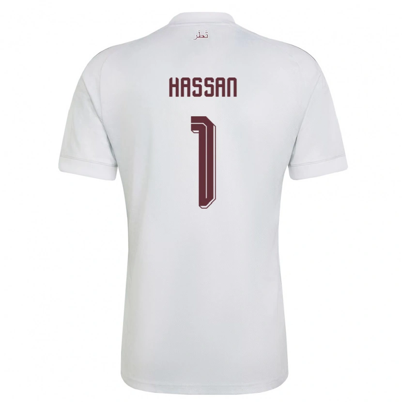 Danxen Niño Camiseta Catar Amir Hassan #1 Blanco Borgoña 2ª Equipación 26-28 La Camisa México