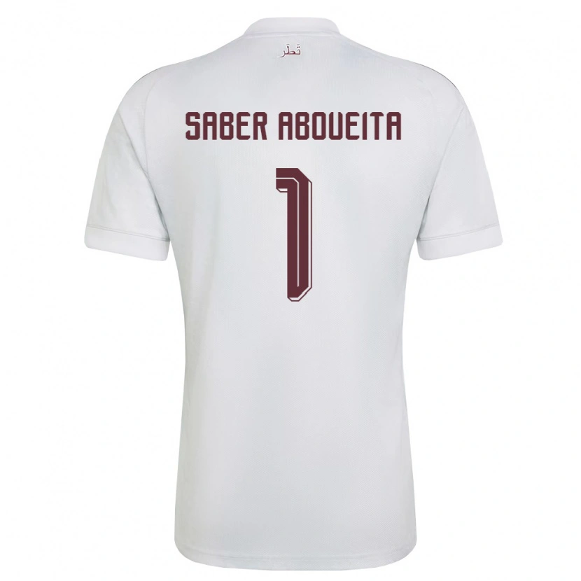 Danxen Niño Camiseta Catar Ahmed Aboueita #1 Blanco Borgoña 2ª Equipación 26-28 La Camisa México