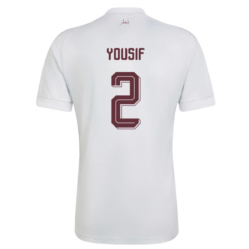 Danxen Niño Camiseta Catar Abdalla Yousif #2 Blanco Borgoña 2ª Equipación 26-28 La Camisa México