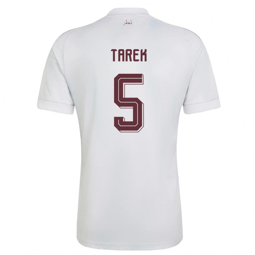 Danxen Niño Camiseta Catar Tarek Salman #5 Blanco Borgoña 2ª Equipación 26-28 La Camisa México