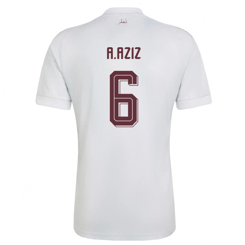 Danxen Niño Camiseta Catar Abdulaziz Hatim #6 Blanco Borgoña 2ª Equipación 26-28 La Camisa México