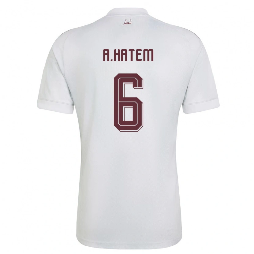 Danxen Niño Camiseta Catar Abdulaziz Hatem #6 Blanco Borgoña 2ª Equipación 26-28 La Camisa México
