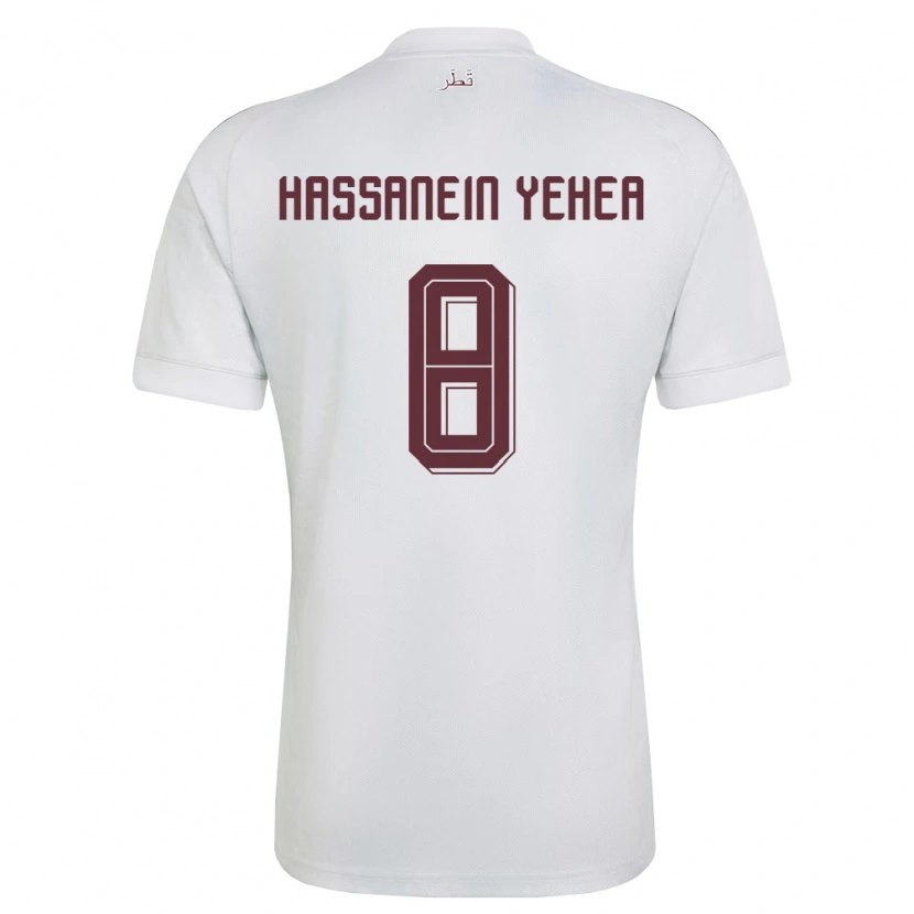 Danxen Niño Camiseta Catar Mohamed Hassanein Yehea #8 Blanco Borgoña 2ª Equipación 26-28 La Camisa México