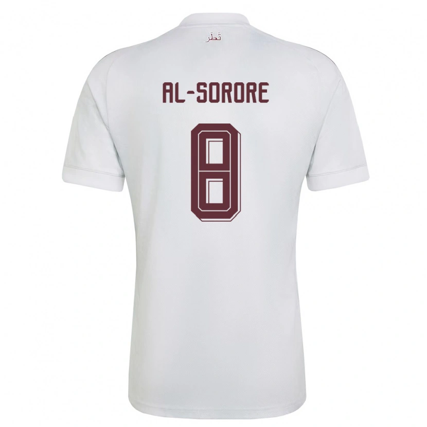 Danxen Niño Camiseta Catar Asma Al Sorore #8 Blanco Borgoña 2ª Equipación 26-28 La Camisa México