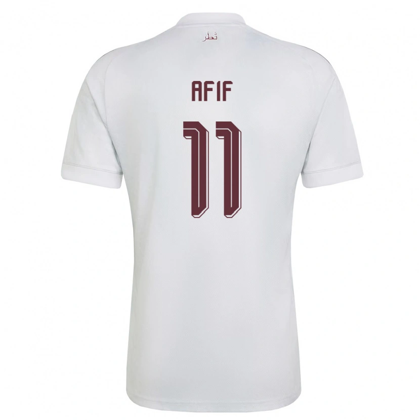 Danxen Niño Camiseta Catar Akram Afif #11 Blanco Borgoña 2ª Equipación 26-28 La Camisa México