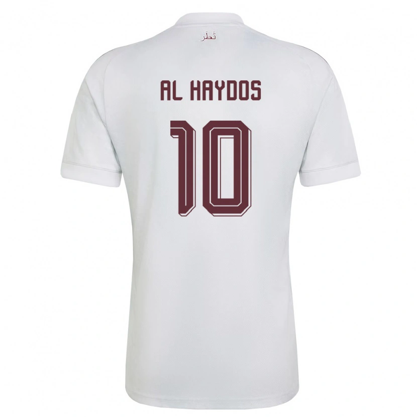 Danxen Niño Camiseta Catar Hasan Al Haydos #10 Blanco Borgoña 2ª Equipación 26-28 La Camisa México