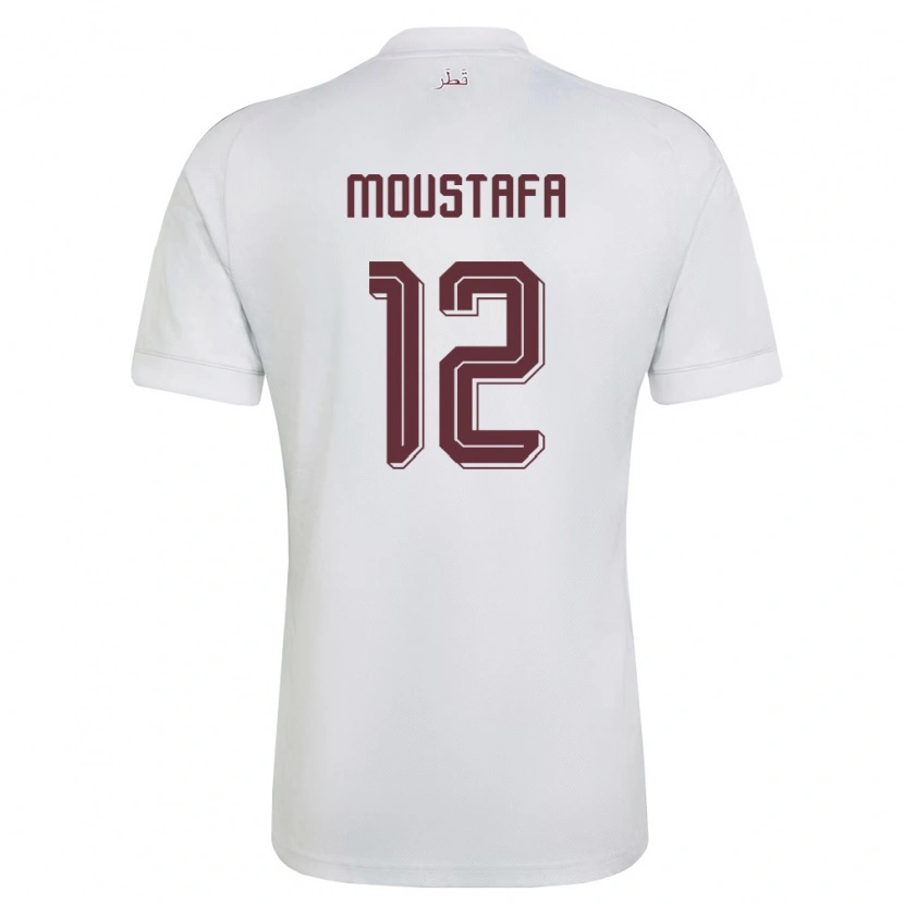 Danxen Niño Camiseta Catar Moamen Moustafa #12 Blanco Borgoña 2ª Equipación 26-28 La Camisa México