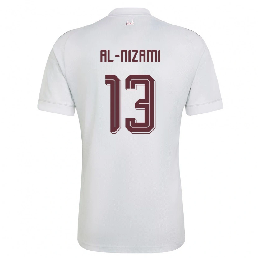 Danxen Niño Camiseta Catar Yousef Mohammad Al-Nizami #13 Blanco Borgoña 2ª Equipación 26-28 La Camisa México