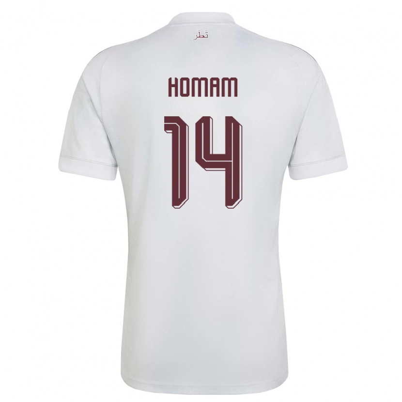 Danxen Niño Camiseta Catar Homam Al-Amin #14 Blanco Borgoña 2ª Equipación 26-28 La Camisa México