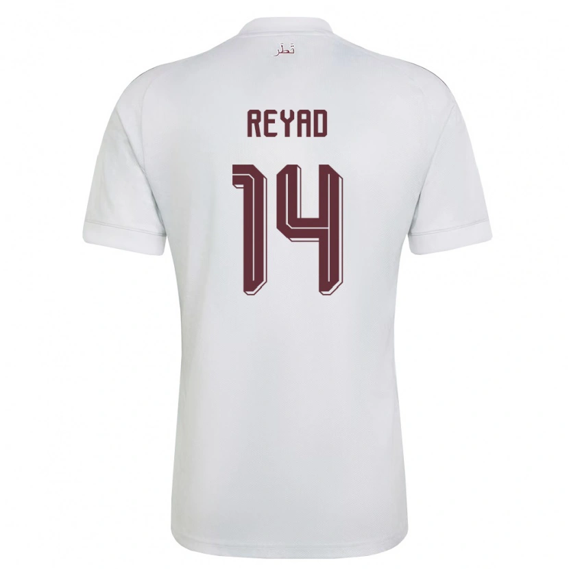 Danxen Niño Camiseta Catar Ahmed Reyad #14 Blanco Borgoña 2ª Equipación 26-28 La Camisa México