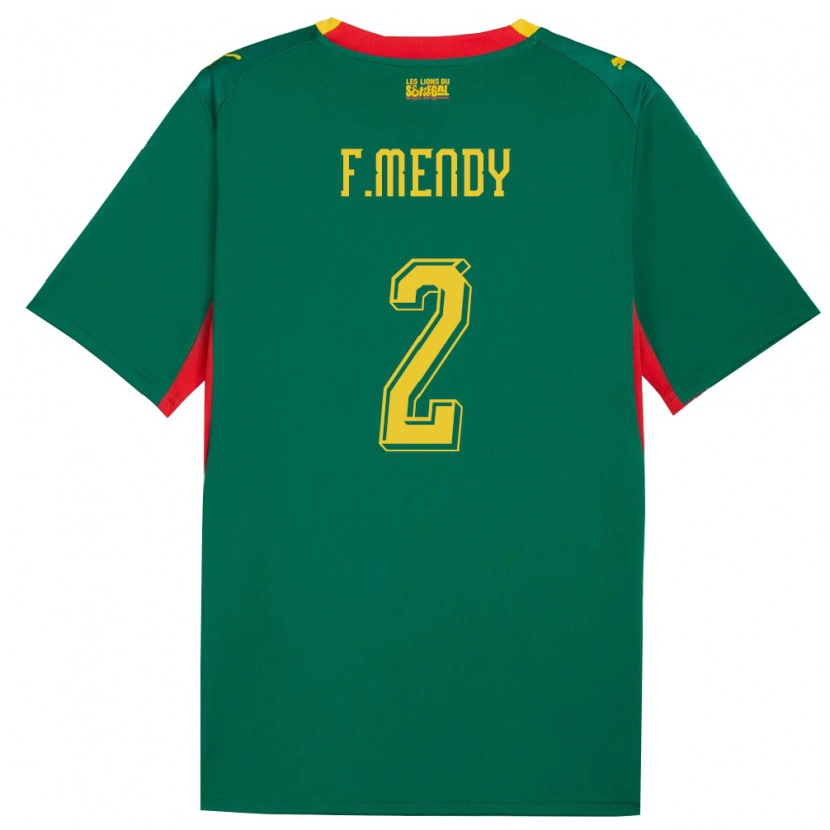 Danxen Niño Camiseta Senegal Formose Mendy #2 Verde Amarillo Rojo 2ª Equipación 26-28 La Camisa México