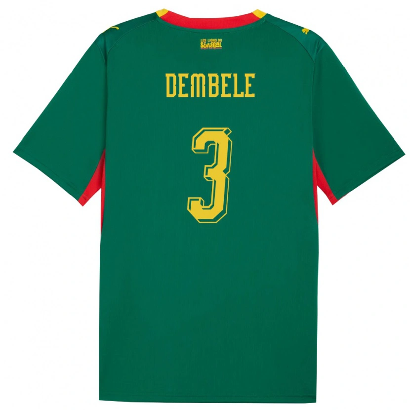 Danxen Niño Camiseta Senegal Anta Dembele #3 Verde Amarillo Rojo 2ª Equipación 26-28 La Camisa México