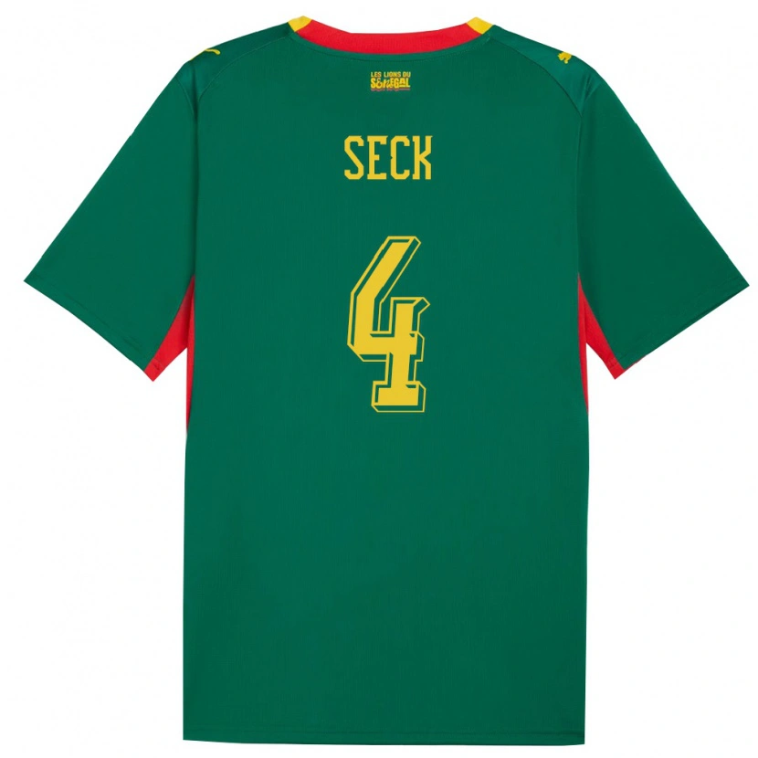 Danxen Niño Camiseta Senegal Abdoulaye Seck #4 Verde Amarillo Rojo 2ª Equipación 26-28 La Camisa México