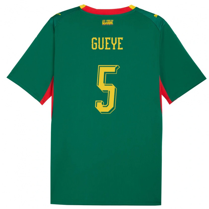 Danxen Niño Camiseta Senegal Idrissa Gueye #5 Verde Amarillo Rojo 2ª Equipación 26-28 La Camisa México