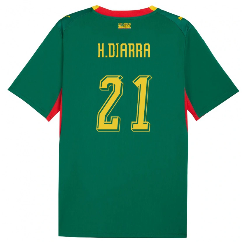 Danxen Niño Camiseta Senegal Habib Diarra #21 Verde Amarillo Rojo 2ª Equipación 26-28 La Camisa México