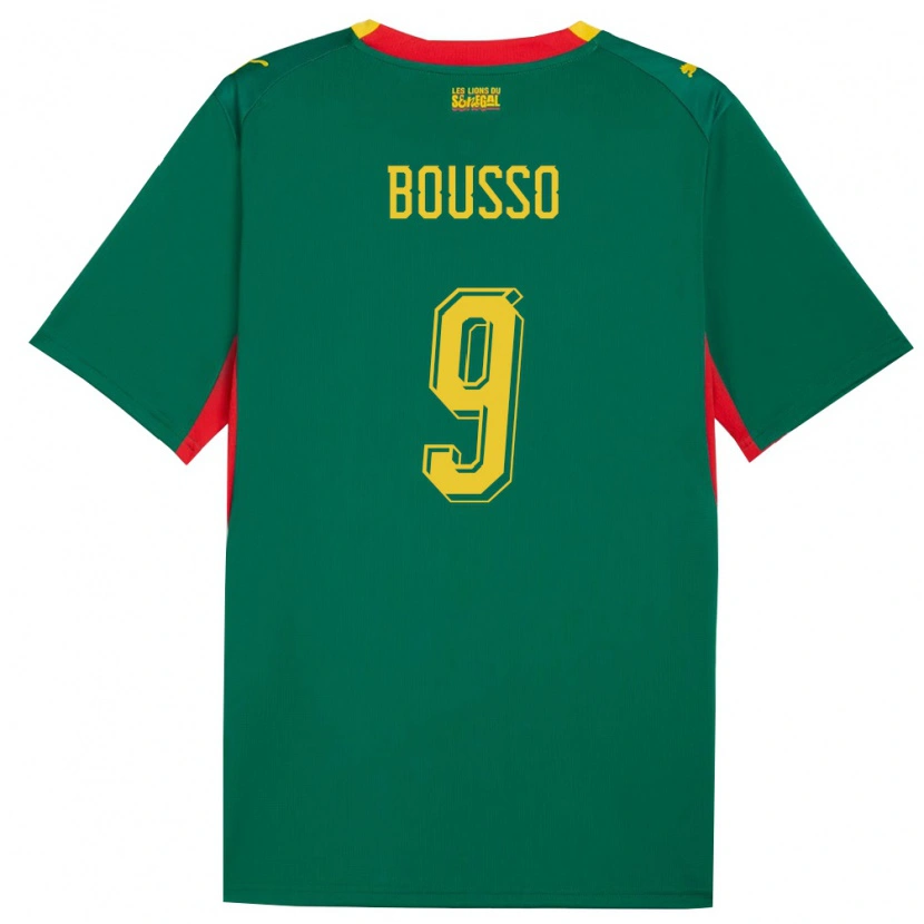Danxen Niño Camiseta Senegal Babacar Bousso #9 Verde Amarillo Rojo 2ª Equipación 26-28 La Camisa México