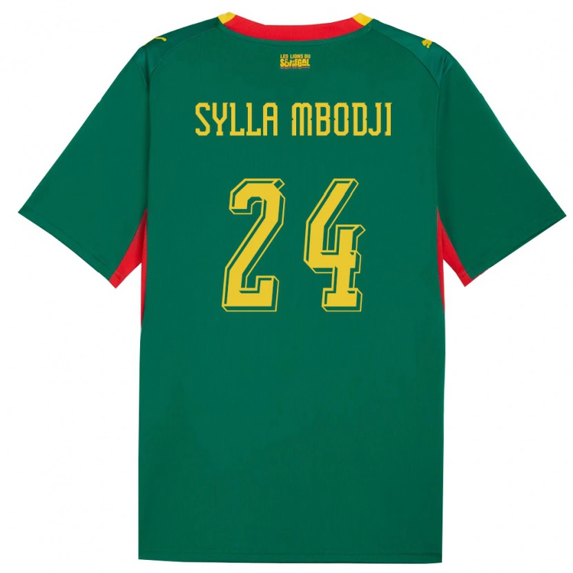 Danxen Niño Camiseta Senegal Coumba Sylla Mbodji #24 Verde Amarillo Rojo 2ª Equipación 26-28 La Camisa México