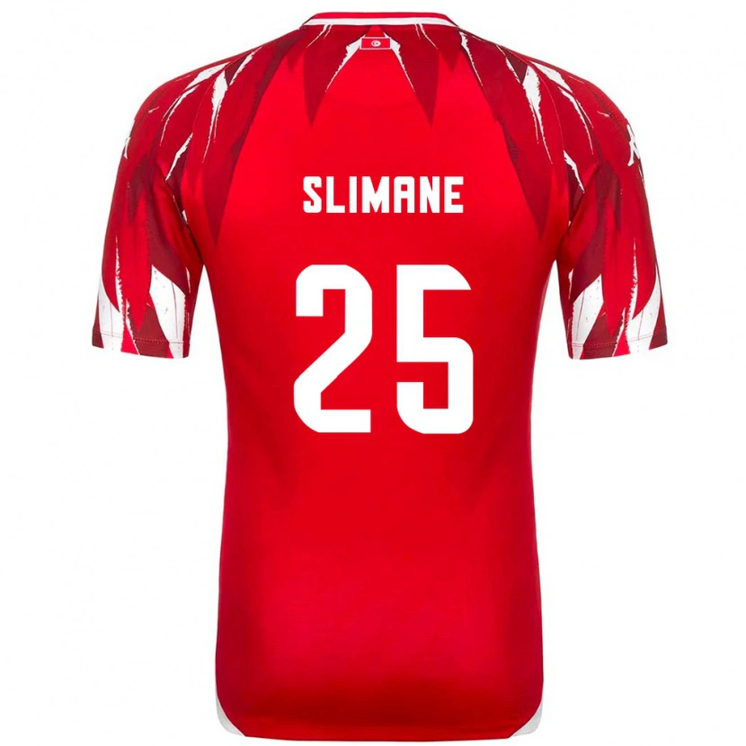 Danxen Niño Camiseta Túnez Anis Ben Slimane #25 Rojo Blanco 2ª Equipación 26-28 La Camisa México