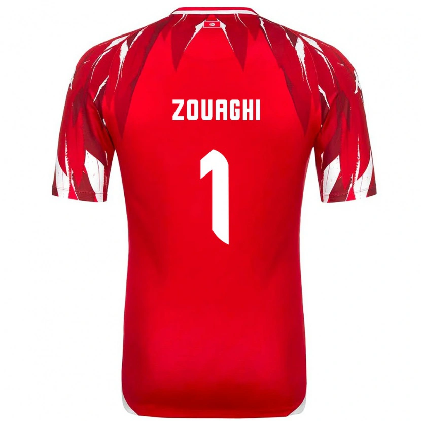 Danxen Niño Camiseta Túnez Thomas Zouaghi #1 Rojo Blanco 2ª Equipación 26-28 La Camisa México