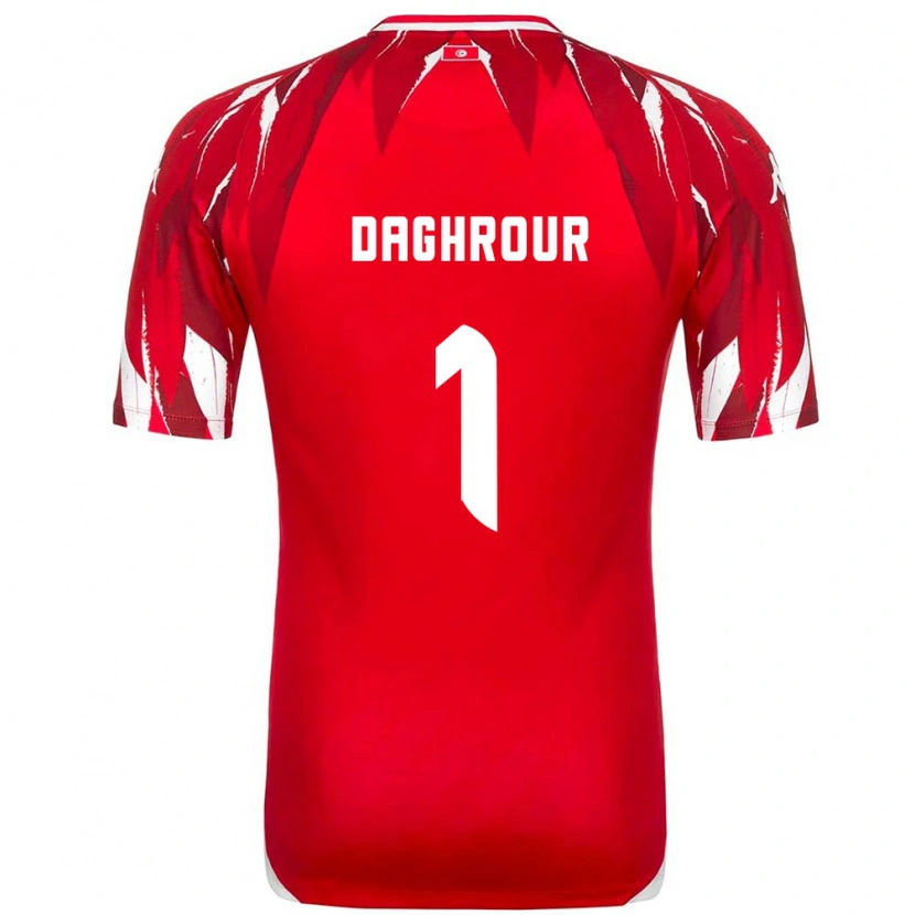 Danxen Niño Camiseta Túnez Mohamed Daghrour #1 Rojo Blanco 2ª Equipación 26-28 La Camisa México