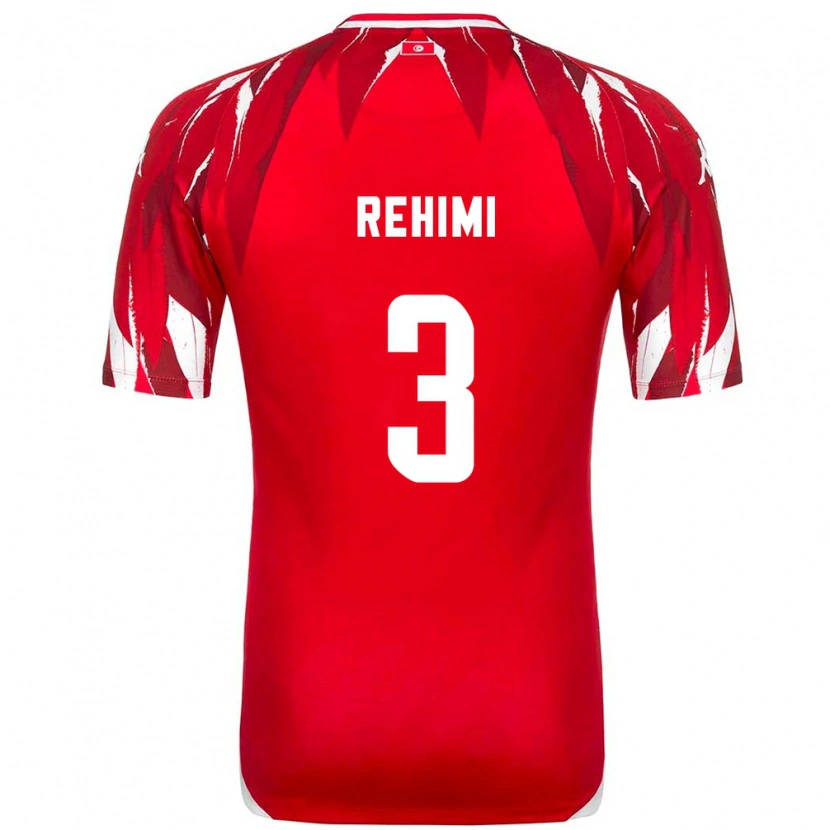 Danxen Niño Camiseta Túnez Rayane Rehimi #3 Rojo Blanco 2ª Equipación 26-28 La Camisa México