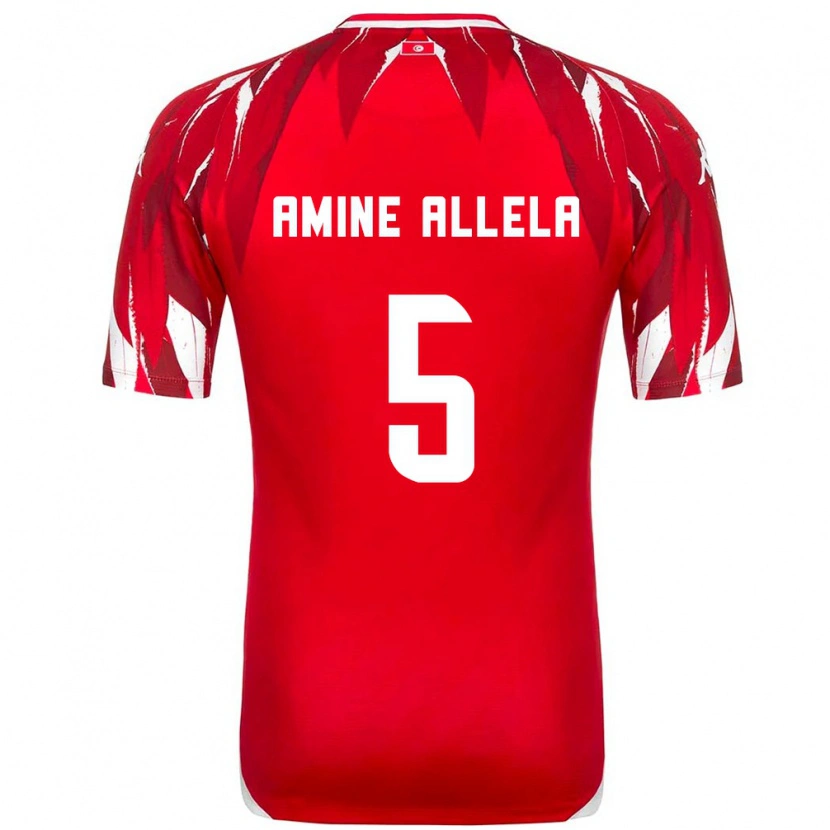 Danxen Niño Camiseta Túnez Mohamed Amine Allela #5 Rojo Blanco 2ª Equipación 26-28 La Camisa México